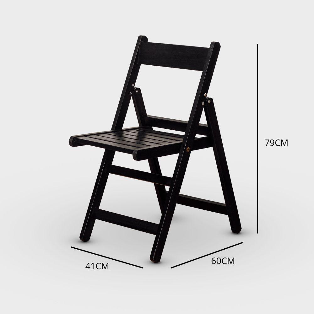 Conjunto De Mesa 70x70 E 02 Cadeiras Dobráveis Cor Preta - 5