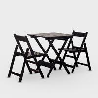Conjunto De Mesa 70x70 E 02 Cadeiras Dobráveis Cor Preta - 1