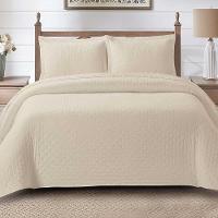 Kit Cobre Leito Colcha Craft Queen 3 Peças Percal 300 Fios Dupla Face Texturizado - Bege - 2