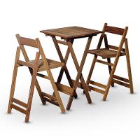 Conjunto De Mesa Bistrô E 02 Cadeiras Em Madeira Nobre Sem Pintura - 1