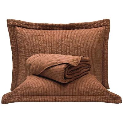 Kit Cobre Leito Colcha Craft King 3 Peças Percal 300 Fios Dupla Face Texturizado - Castanho