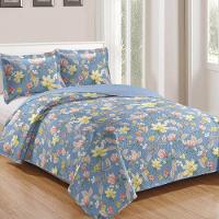 Kit Cobre Leito Colcha Daily Queen 3 Peças Dupla Face Estampado Floral - Floral 22 - 100% Poliéster - 1