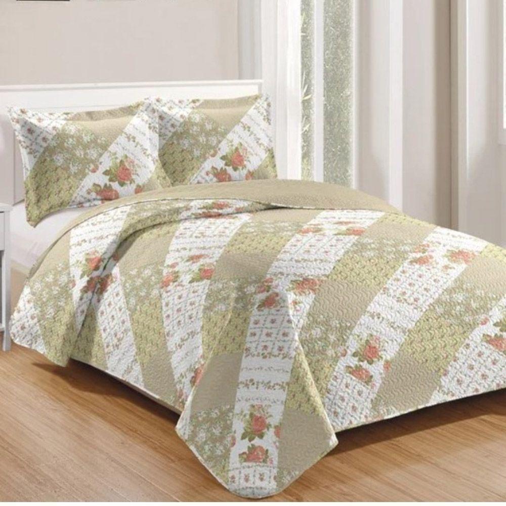 Kit Cobre Leito Colcha Daily King 3 Peças Dupla Face Estampado - Patchwork 44 - 100% Poliéster - 1