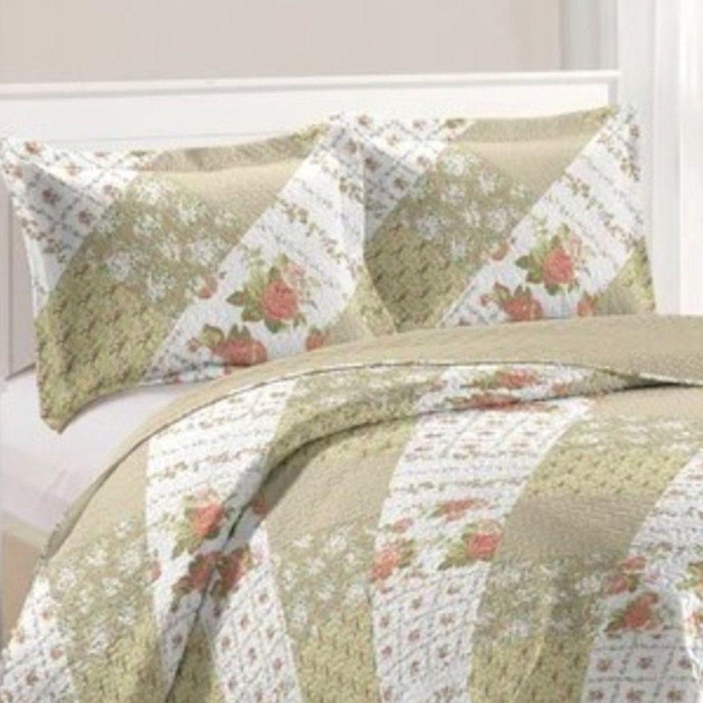 Kit Cobre Leito Colcha Daily King 3 Peças Dupla Face Estampado - Patchwork 44 - 100% Poliéster - 2