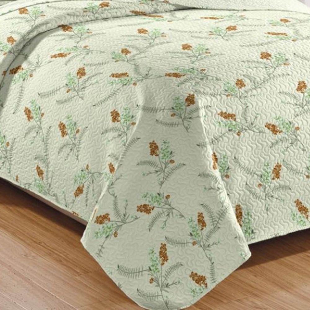 Kit Cobre Leito Colcha Daily King 3 Peças Dupla Face Estampado - Floral 24 - 100% Poliéster - 3