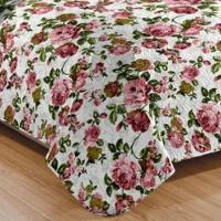 Kit Cobre Leito Colcha Daily Queen 3 Peças Dupla Face Estampado - Floral 48 - 100% Poliéster - 2