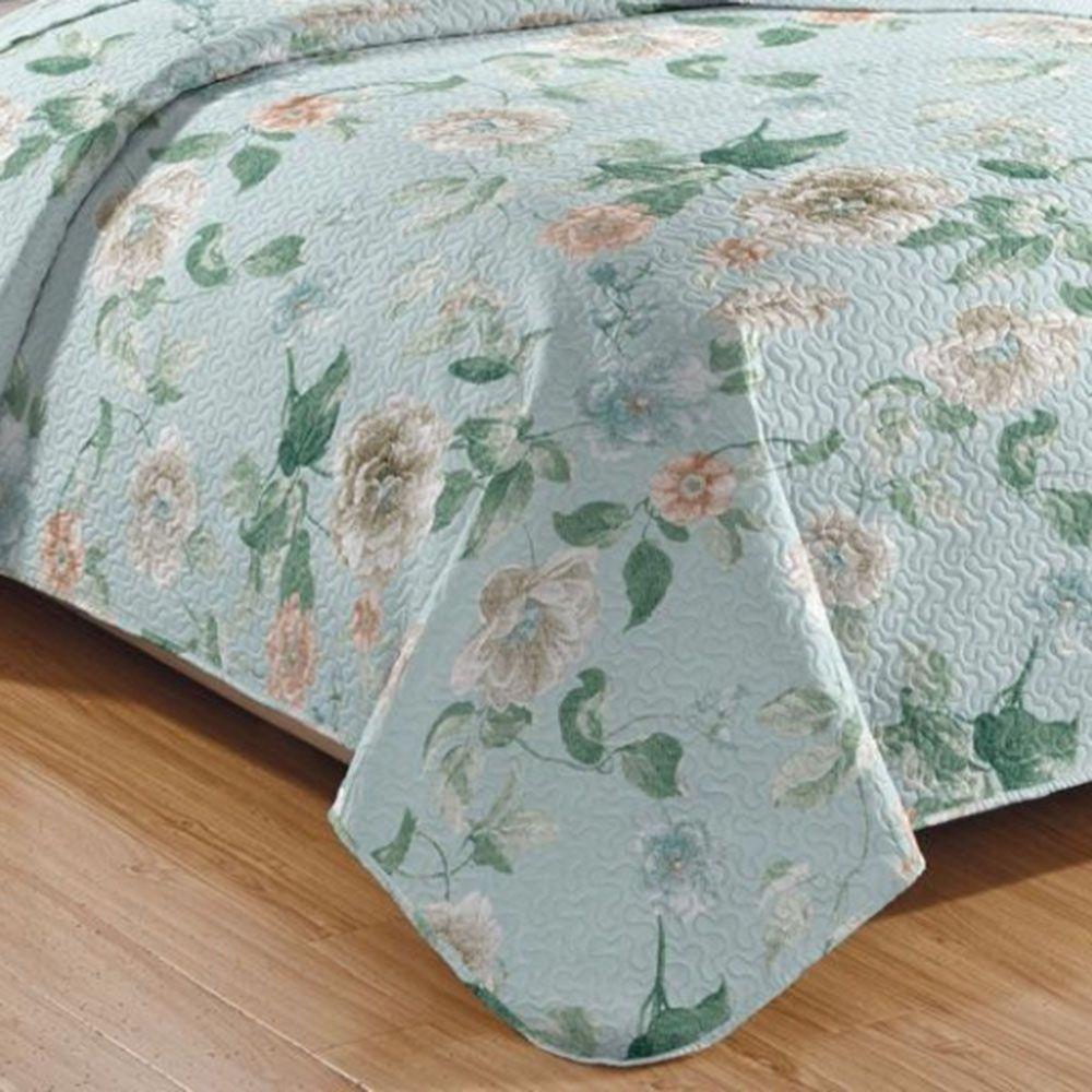 Kit Cobre Leito Colcha Daily Queen 3 Peças Dupla Face Estampado Floral - Floral 23 - 100% Poliéster - 3