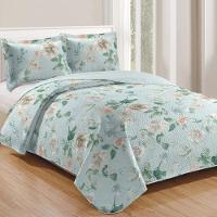 Kit Cobre Leito Colcha Daily Queen 3 Peças Dupla Face Estampado Floral - Floral 23 - 100% Poliéster - 1