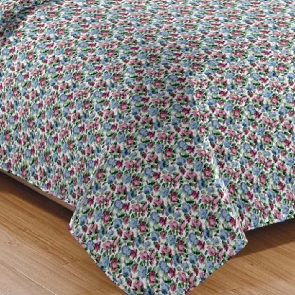 Kit Cobre Leito Colcha Daily King 3 Peças Dupla Face Estampado - Floral 21 - 100% Poliéster - 3