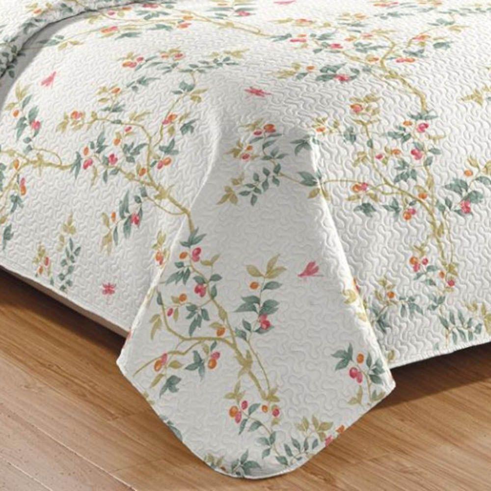 Kit Cobre Leito Colcha Daily King 3 Peças Dupla Face Estampado - Floral 20 - 100% Poliéster - 3