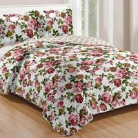 Kit Cobre Leito Colcha Daily King 3 Peças Dupla Face Estampado - Floral 48 - 100% Poliéster - 1