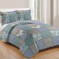 Kit Cobre Leito Colcha Daily Queen 3 Peças Dupla Face Estampado - Patchwork 26 - 100% Poliéster - 1