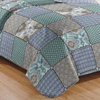 Kit Cobre Leito Colcha Daily Queen 3 Peças Dupla Face Estampado - Patchwork 26 - 100% Poliéster - 3