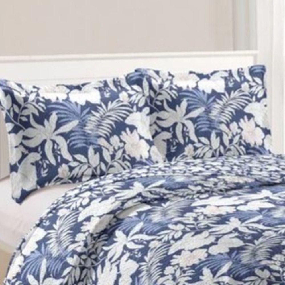 Kit Cobre Leito Colcha Daily Queen 3 Peças Dupla Face Estampado - Floral 41 - 100% Poliéster - 2