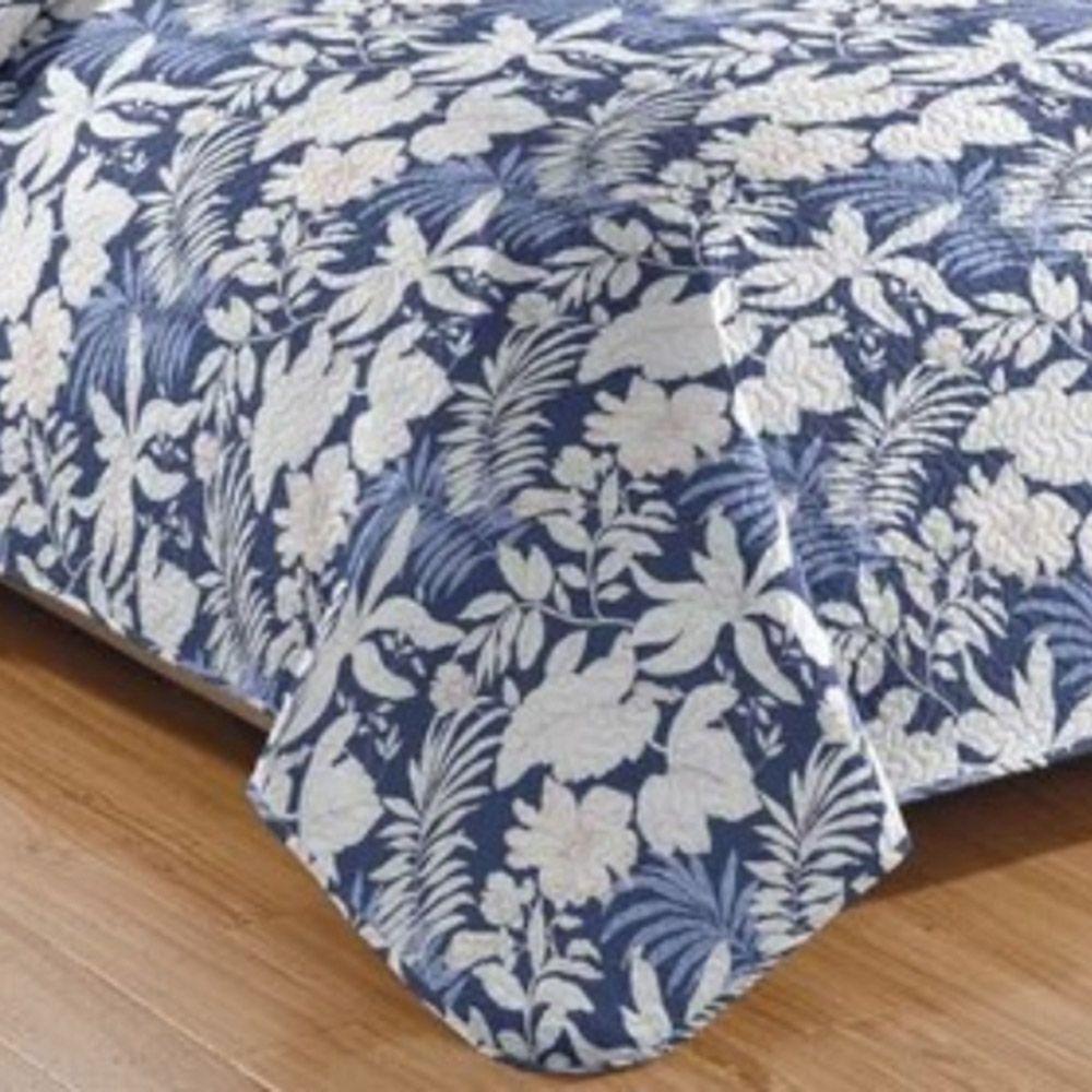 Kit Cobre Leito Colcha Daily Queen 3 Peças Dupla Face Estampado - Floral 41 - 100% Poliéster - 3