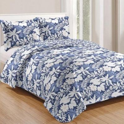 Kit Cobre Leito Colcha Daily Queen 3 Peças Dupla Face Estampado - Floral 41 - 100% Poliéster