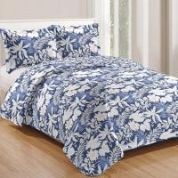 Kit Cobre Leito Colcha Daily Queen 3 Peças Dupla Face Estampado - Floral 41 - 100% Poliéster - 1