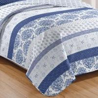 Kit Cobre Leito Colcha Daily Queen 3 Peças Dupla Face Estampado - Patchwork 45 - 100% Poliéster - 2