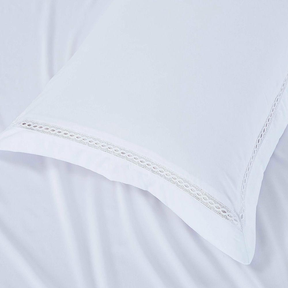 Jogo De Lençol Rebeca King 4 Peças Micropercal 300 Fios Ponto Palito Minimal - Branco - 5