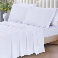 Jogo De Lençol Rebeca King 4 Peças Micropercal 300 Fios Ponto Palito Minimal - Branco - 1