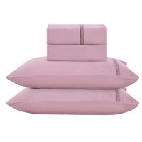 Jogo De Lençol Anahi King 4 Peças Micropercal 300 Fios Detalhe Minimal Ponto Palito - Malva - 1