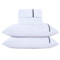 Jogo De Lençol Anahi Queen 4 Peças Micropercal 300 Fios Detalhe Minimal Ponto Palito - Branco - 1