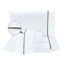Jogo De Lençol Anahi Queen 4 Peças Micropercal 300 Fios Detalhe Minimal Ponto Palito - Branco - 5