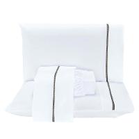 Jogo De Lençol Anahi Queen 4 Peças Micropercal 300 Fios Detalhe Minimal Ponto Palito - Branco - 6