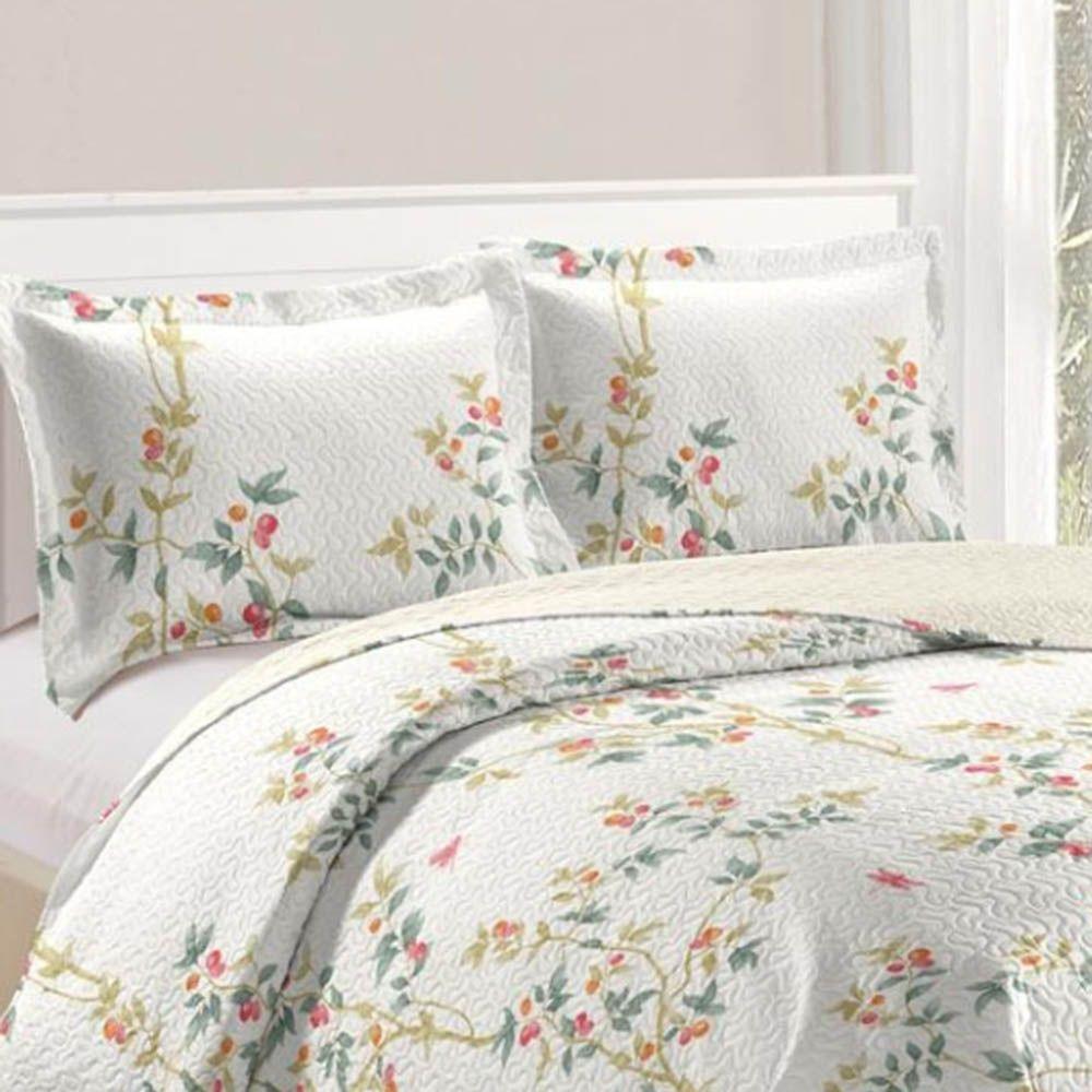 Kit Cobre Leito Colcha Daily Queen 3 Peças Dupla Face Estampado Floral - Floral 20 - 100% Poliéster - 2
