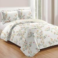 Kit Cobre Leito Colcha Daily Queen 3 Peças Dupla Face Estampado Floral - Floral 20 - 100% Poliéster - 1