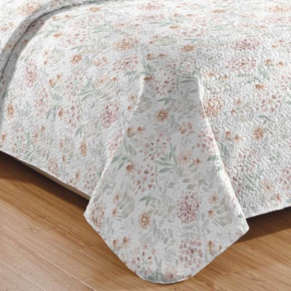 Kit Cobre Leito Colcha Daily Queen 3 Peças Dupla Face Estampado Floral - Floral 18 - 100% Poliéster - 3