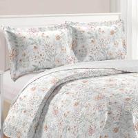 Kit Cobre Leito Colcha Daily Queen 3 Peças Dupla Face Estampado Floral - Floral 18 - 100% Poliéster - 2