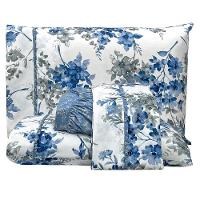 Jogo De Lençol Lislie Casal 4 Peças Micropercal 300 Fios Estampado Floral - Azul Flores - 100% Poliéster - 1