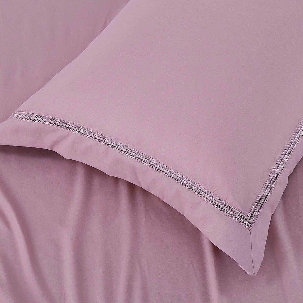 Jogo De Lençol Rebeca Casal 4 Peças Micropercal 300 Fios Ponto Palito Minimal - Malva - 3