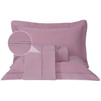 Jogo De Lençol Rebeca King 4 Peças Micropercal 300 Fios Ponto Palito Minimal - Malva - 5