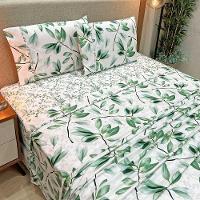 Jogo De Lençol Lislie Queen 4 Peças Micropercal 300 Fios Estampado Floral - Verde - 100% Poliéster - 2