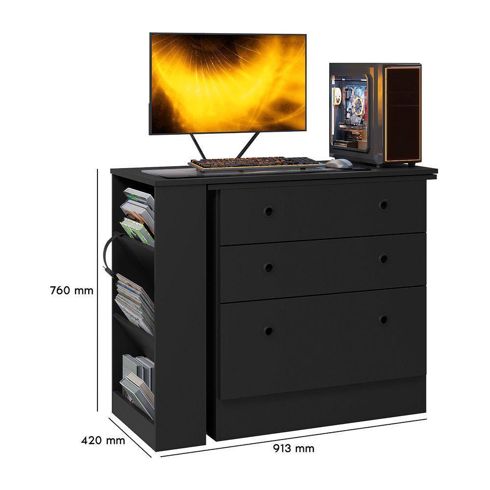 Cômoda Com Mesa Giratória Gamer Dritex preto - 5