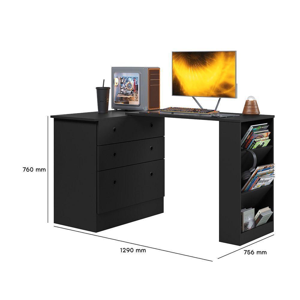 Cômoda Com Mesa Giratória Gamer Dritex preto - 6