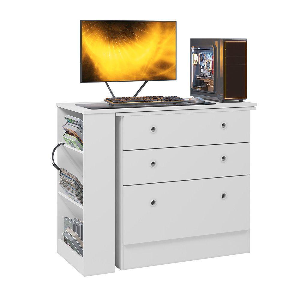 Cômoda Com Mesa Giratória Gamer Dritex branco - 4