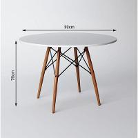 Conjunto De Mesa De Jantar Eames Eiffel Redonda 90cm Tampo De Madeira Branco Com 4 Cadeiras Brancas - 3