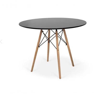 Mesa Eiffel Preta 4 Lugares Redonda Madeira 90cm Preto para Cozinha Sala de Jantar Ou Escritório