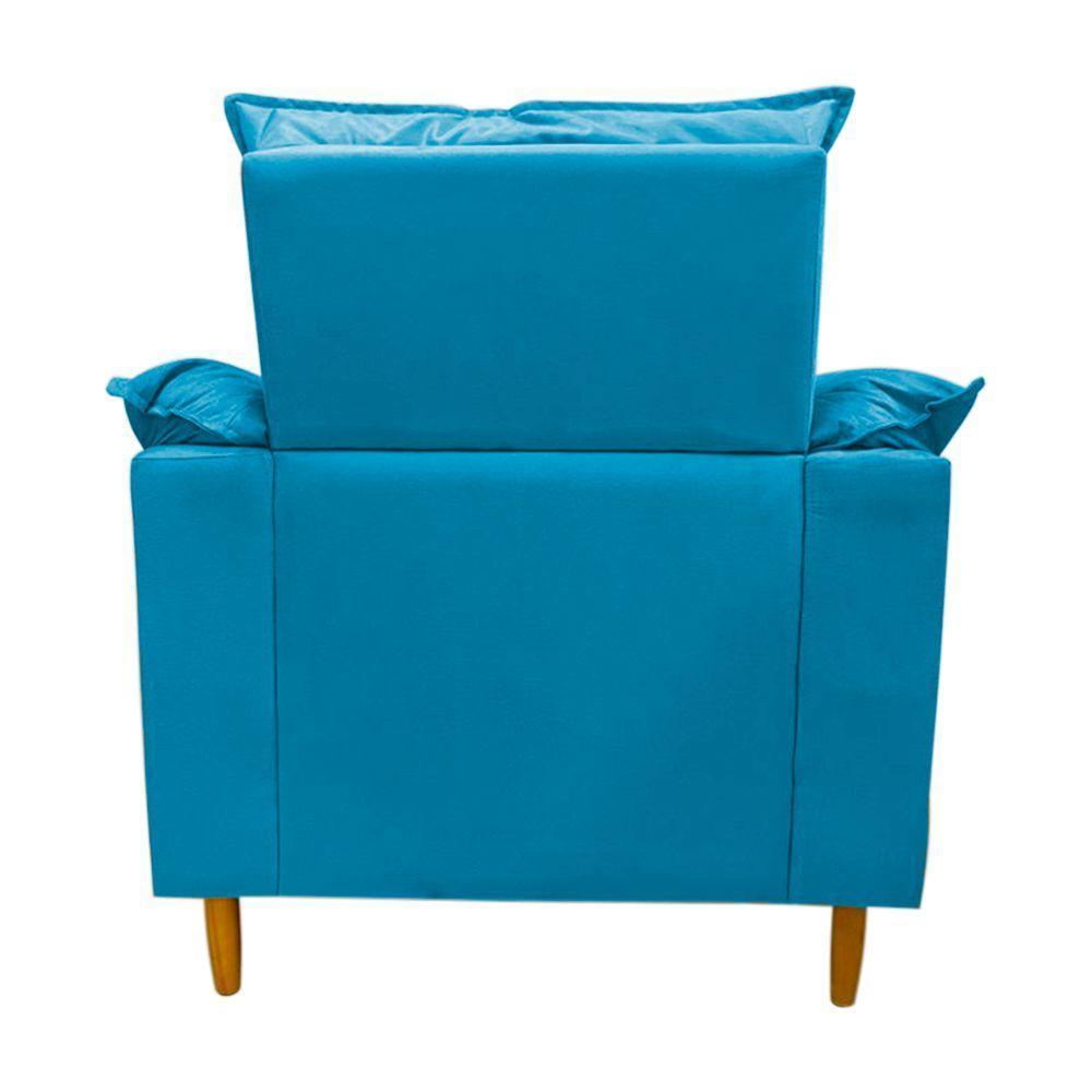 Poltrona De Amamentação + Puff Maite Pés De Madeira Dritex suede Azul Turquesa - 5