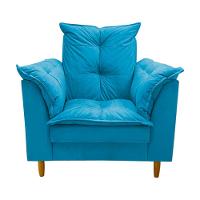 Poltrona De Amamentação + Puff Maite Pés De Madeira Dritex suede Azul Turquesa - 3