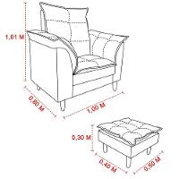 Poltrona De Amamentação + Puff Maite Pés De Madeira Dritex suede Azul Turquesa - 6