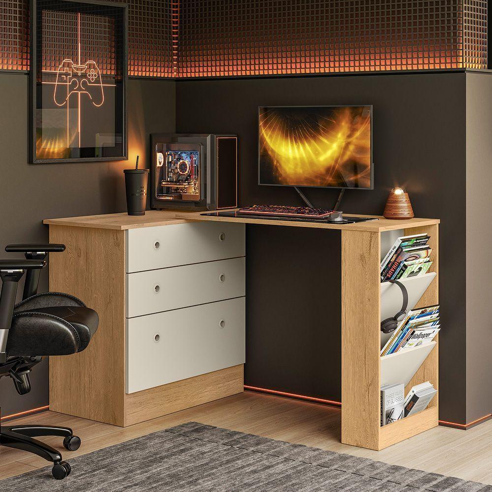 Cômoda Com Mesa Giratória Gamer Dritex freijo-off White - 1