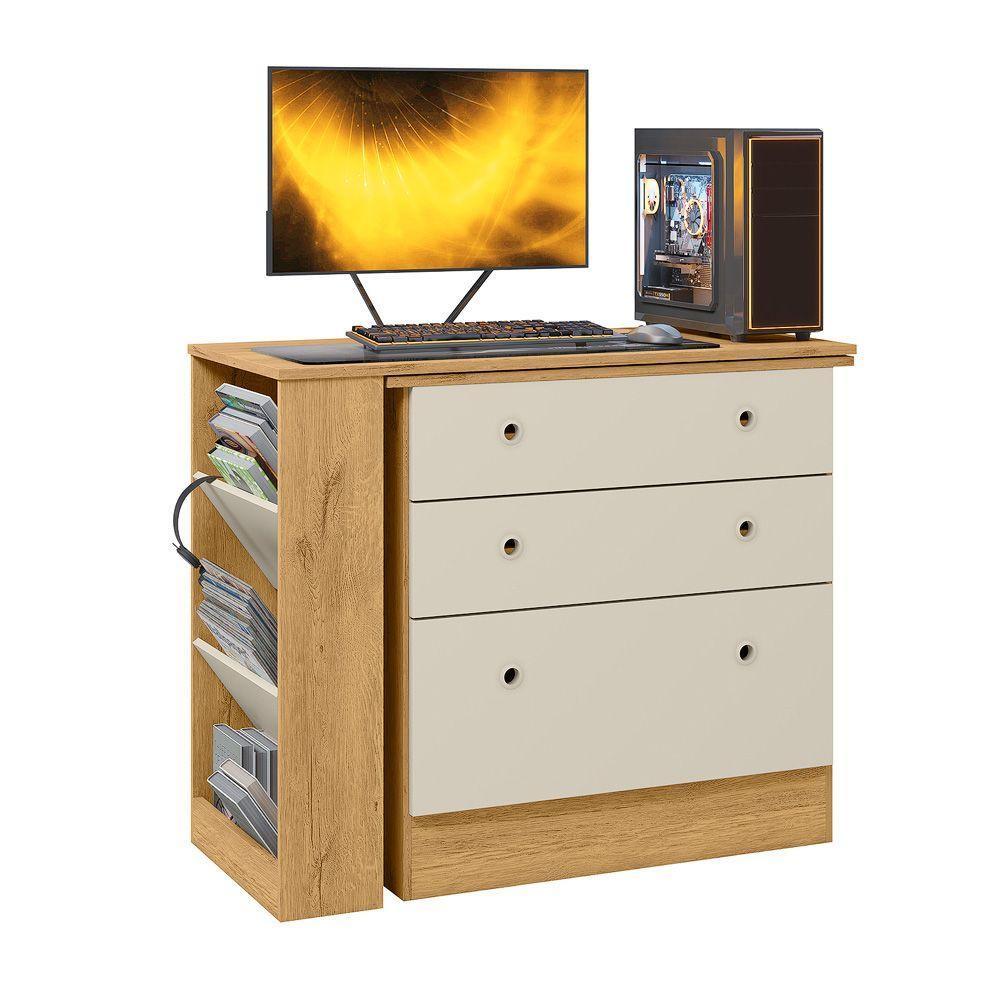 Cômoda Com Mesa Giratória Gamer Dritex freijo-off White - 5