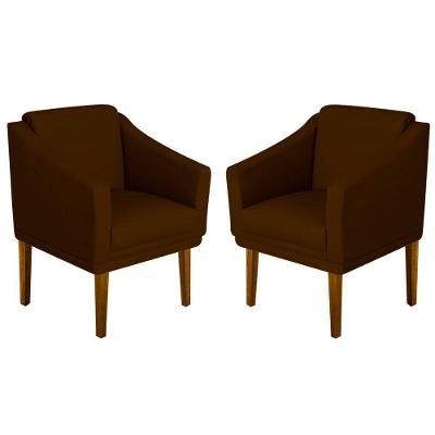 Kit 02 Poltrona Decorativa Gran Diego Dritex suede Marrom