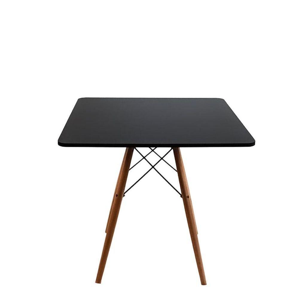 Mesa De Jantar Quadrada Eiffel 90cm Mdf Charles Eames - Base Em Madeira E Aço Carbono - 1
