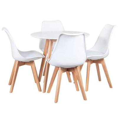 Conjunto Mesa Leda Redonda 4 Lugares Tampo MDF Branco 90cm para Cozinha Ou Sala de Jantar