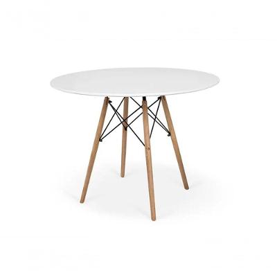 Mesa Eiffel 4 Lugares Redonda Madeira 90cm Branco para Sala de Jantar e Cozinha